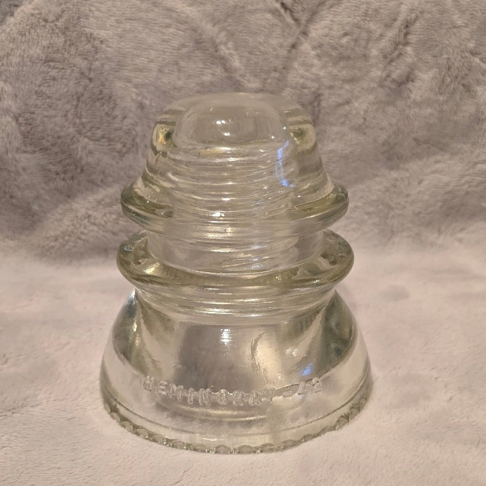 Hemingray 42 Clear Glass Insulator Vintage Made in USA Beehive Drip Edge